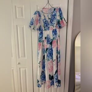 Floral Maxi Dress with Flutter Sleeves